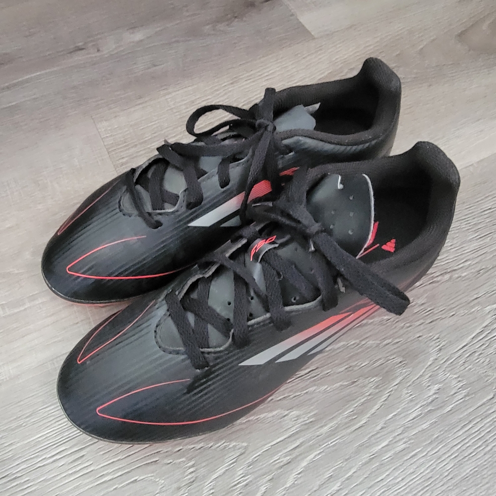 Adidas F50 Club FG/MG Black and Red Kids Soccer Cleats US Size 4 1/2